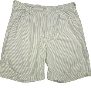 Jos A Bank Stays Cool Mens 34 Seersucker Shorts Green White Striped Cotton